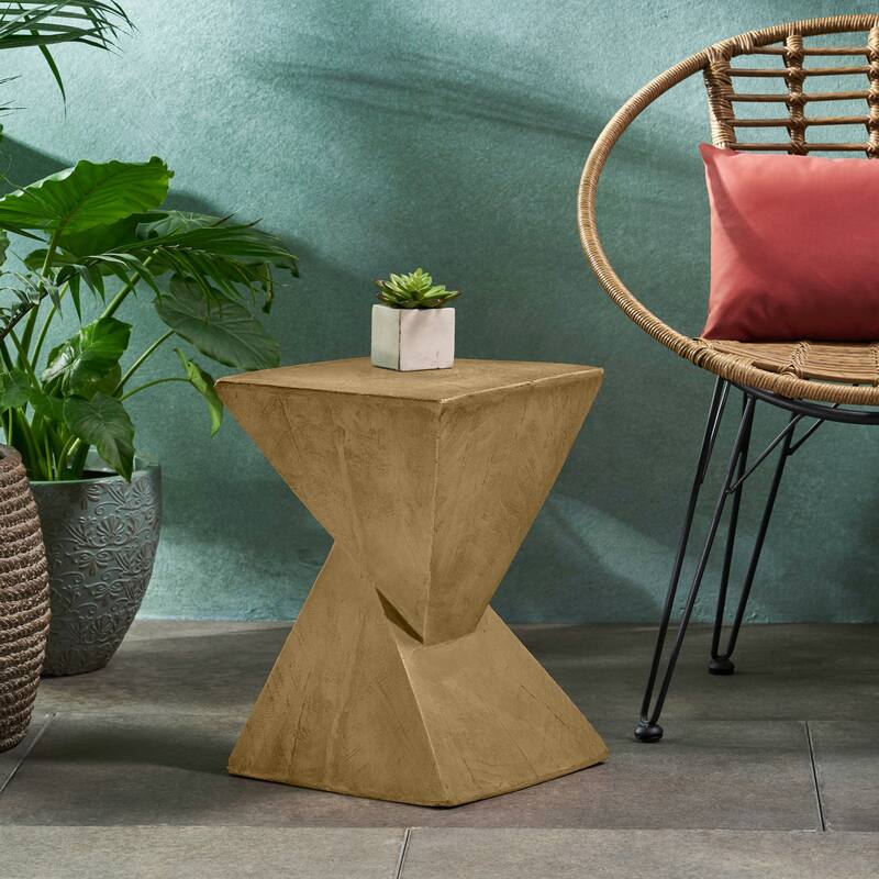 Geometric MGO Side Table Wood-like Finish End Table