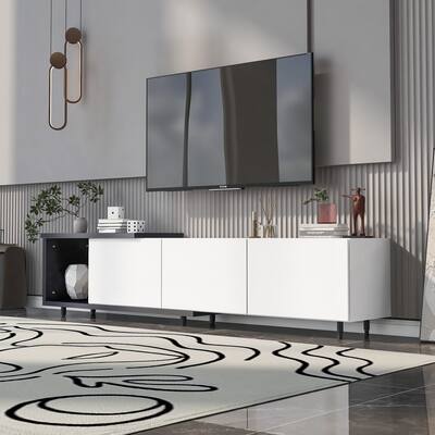 Modern TV Stand with 3 Drawers and Open Shelves