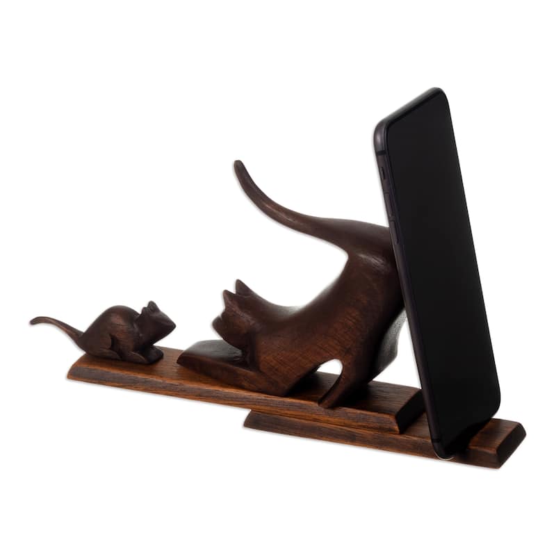 Novica Handmade Helping Buddies Wood Phone Holder