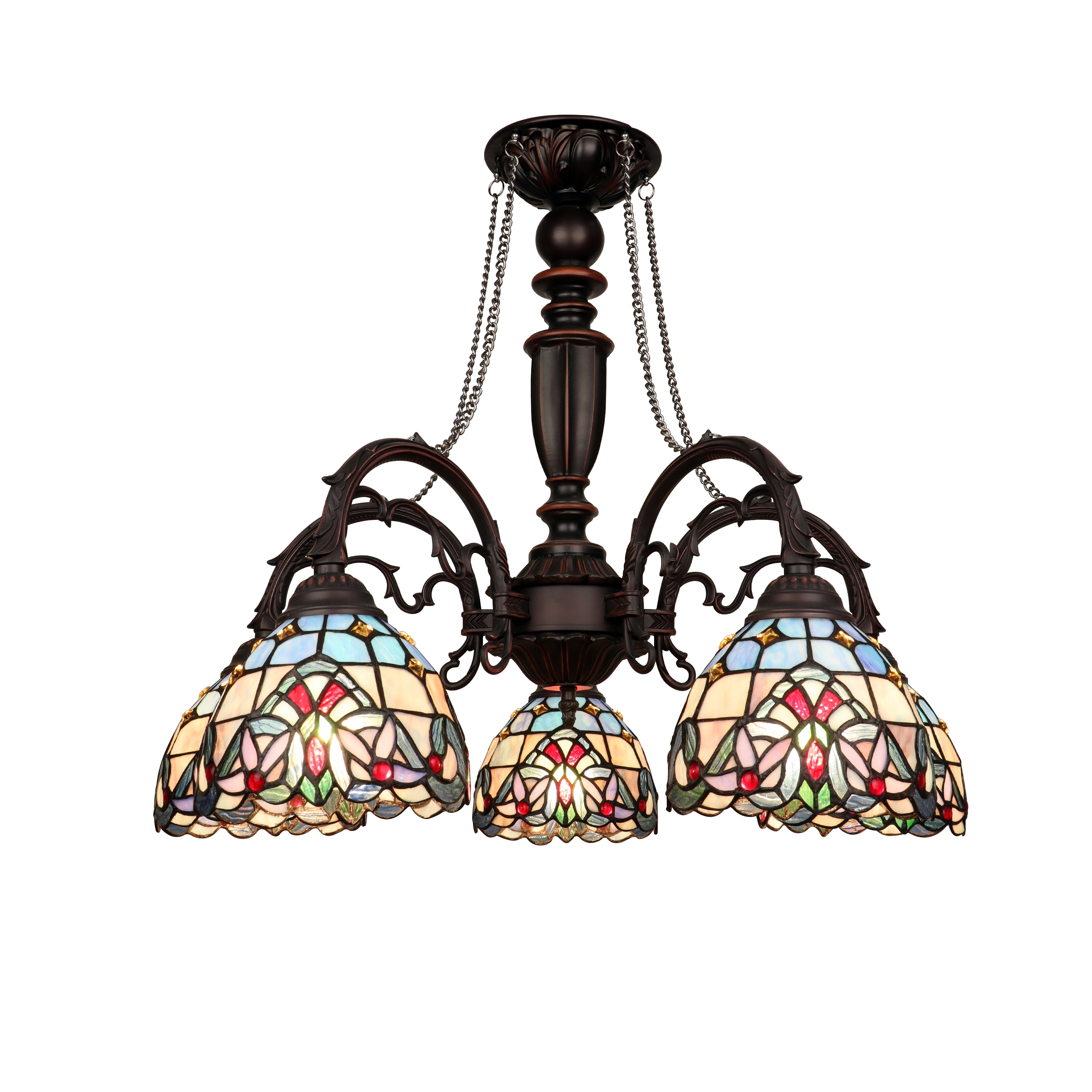Tiffany Style Victorian Design 5-Light Antique Dark Bronze Chandelier - 27