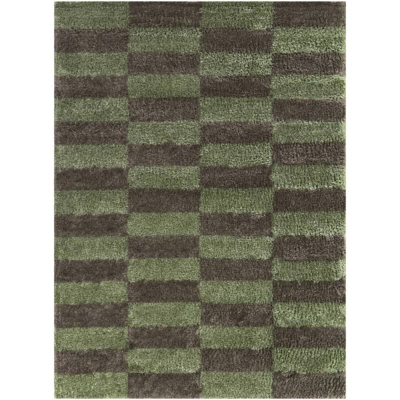 Lionel Checkered Recycled Area Rug - 7'10" x 10' - Green
