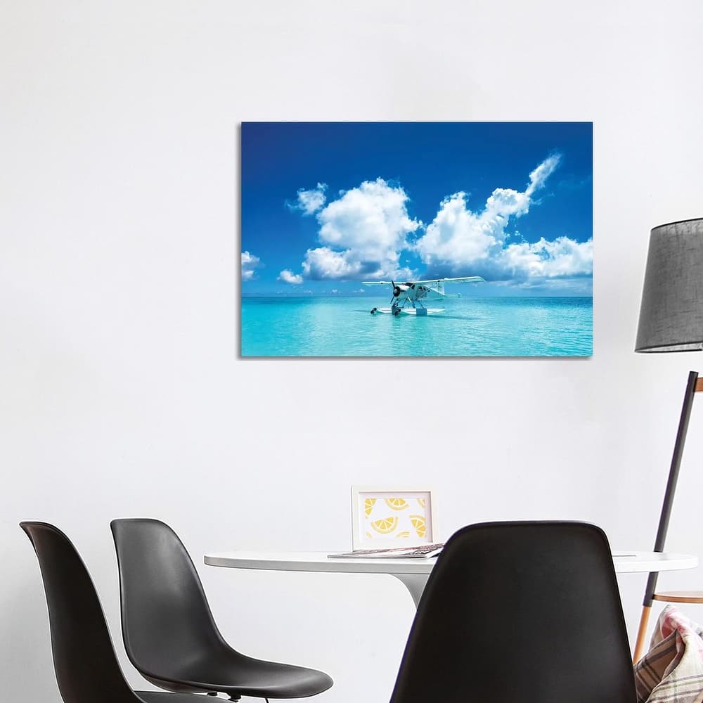 iCanvas "Sea Plane Resting On Turqoise Island Water" by James Vodicka Canvas Print