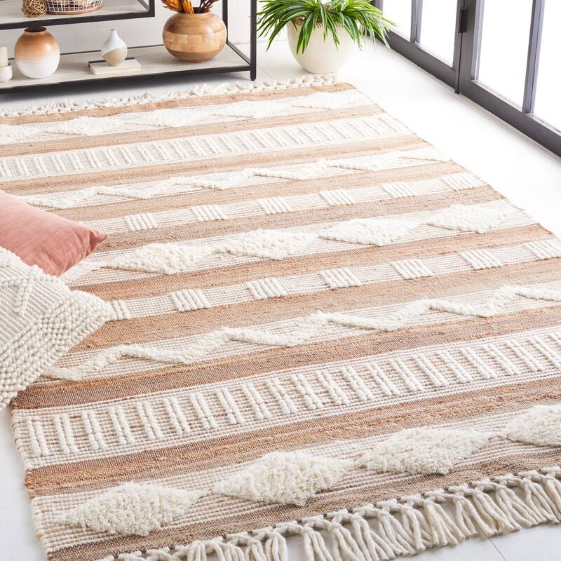 SAFAVIEH Flatweave Natural Fiber Verdiana Jute & Wool Rug - 5' x 8' - Natural/Ivory