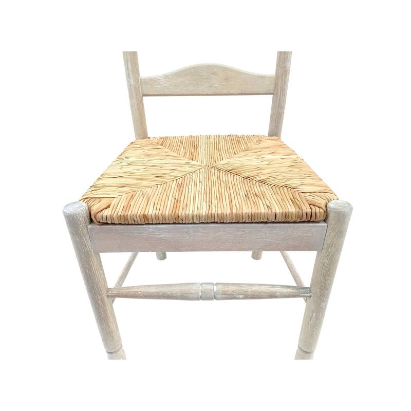 Woven Seat Ladder Back Solid Dining Chair - 38" - Driftwood Brown