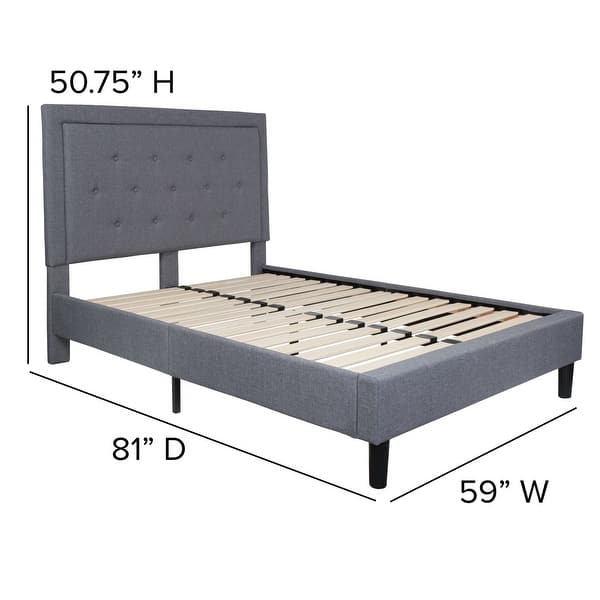 dimension image slide 15 of 19, Tufted Platform Bed with 10in. Pocket Spring Mattress