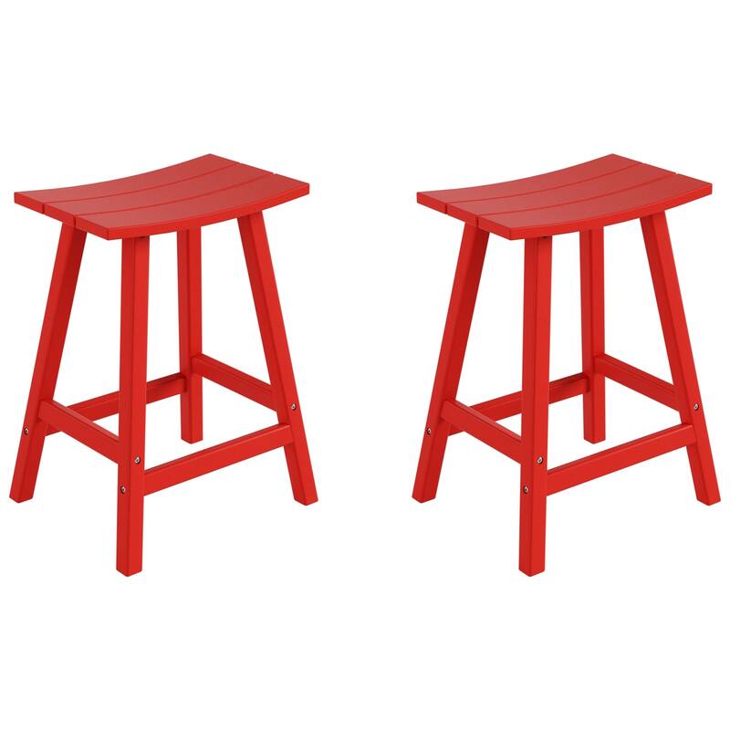 Polytrends Laguna Hdpe All Weather Outdoor Patio 24" Saddle Seat Counter Stool (Set Of 2)