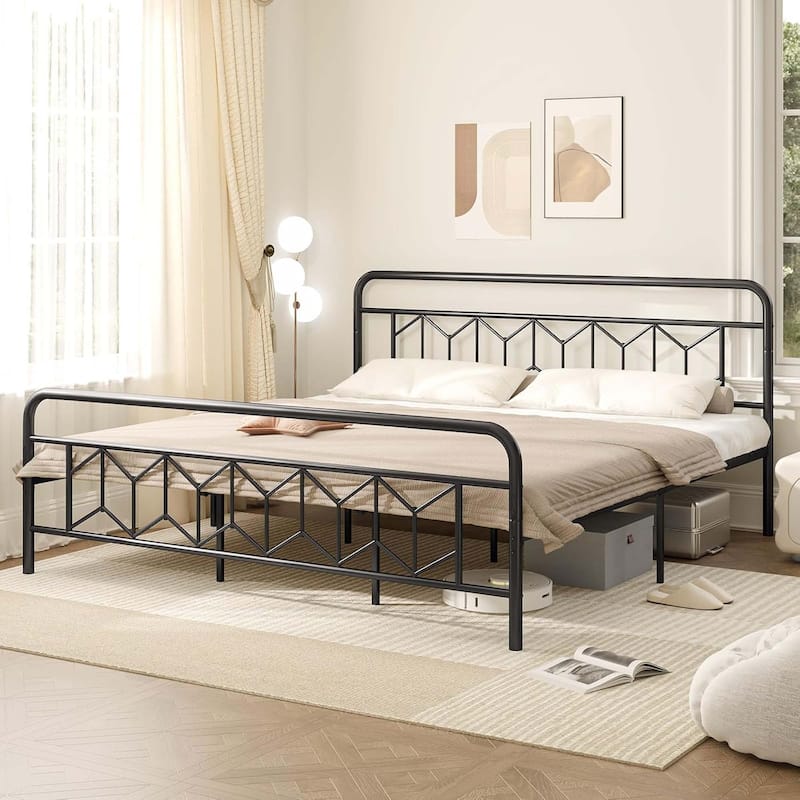 Twin/Full/Queen/King Metal Bed Frame Slats Support Mattress Foundation