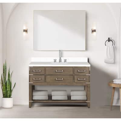 Norwalk 48 in W x 22 in D Black Oak Single Bath Vanity and Cultured Marble Top