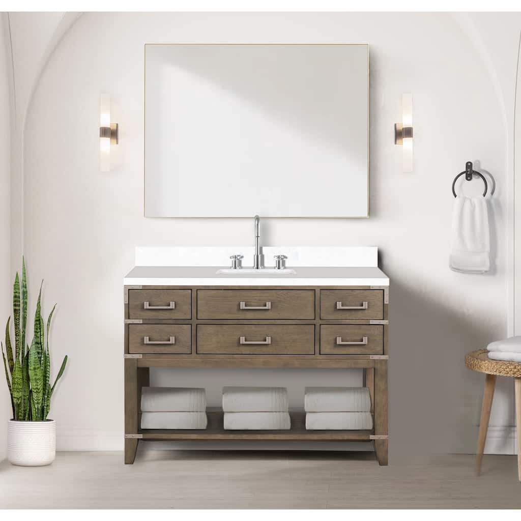 Norwalk 48 in W x 22 in D Black Oak Single Bath Vanity and Cultured Marble Top