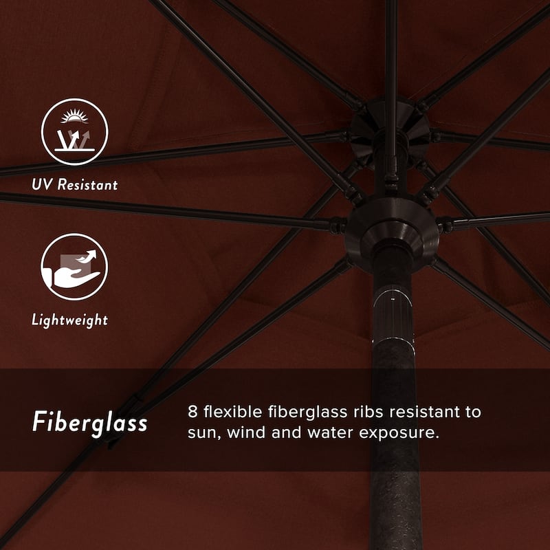 California Umbrella 9' Rd Patio Umbrella Bronze Aluminum Frame Fiberglass Ribs Crank Lift Collar Tilt Sunbrella