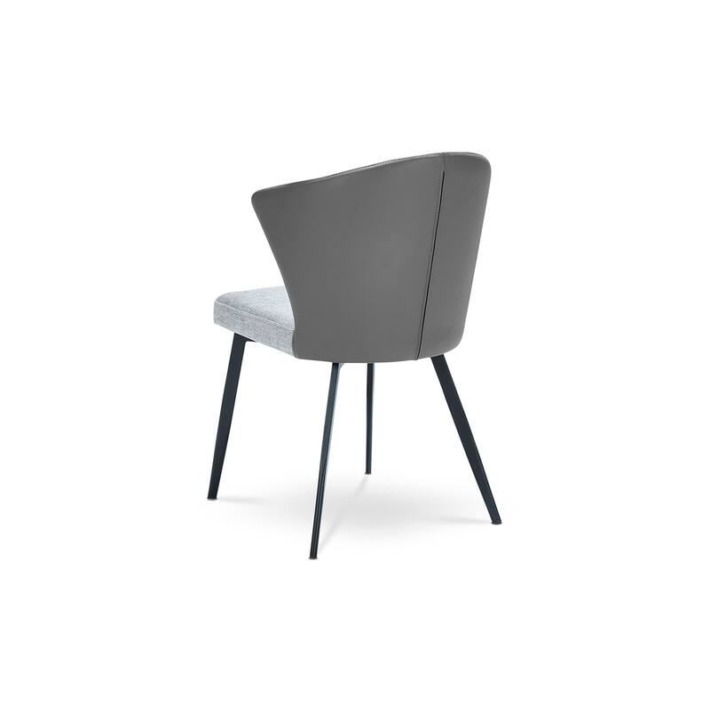 Modern minimalist gray dining chair carbon steel legs, set of 2 On