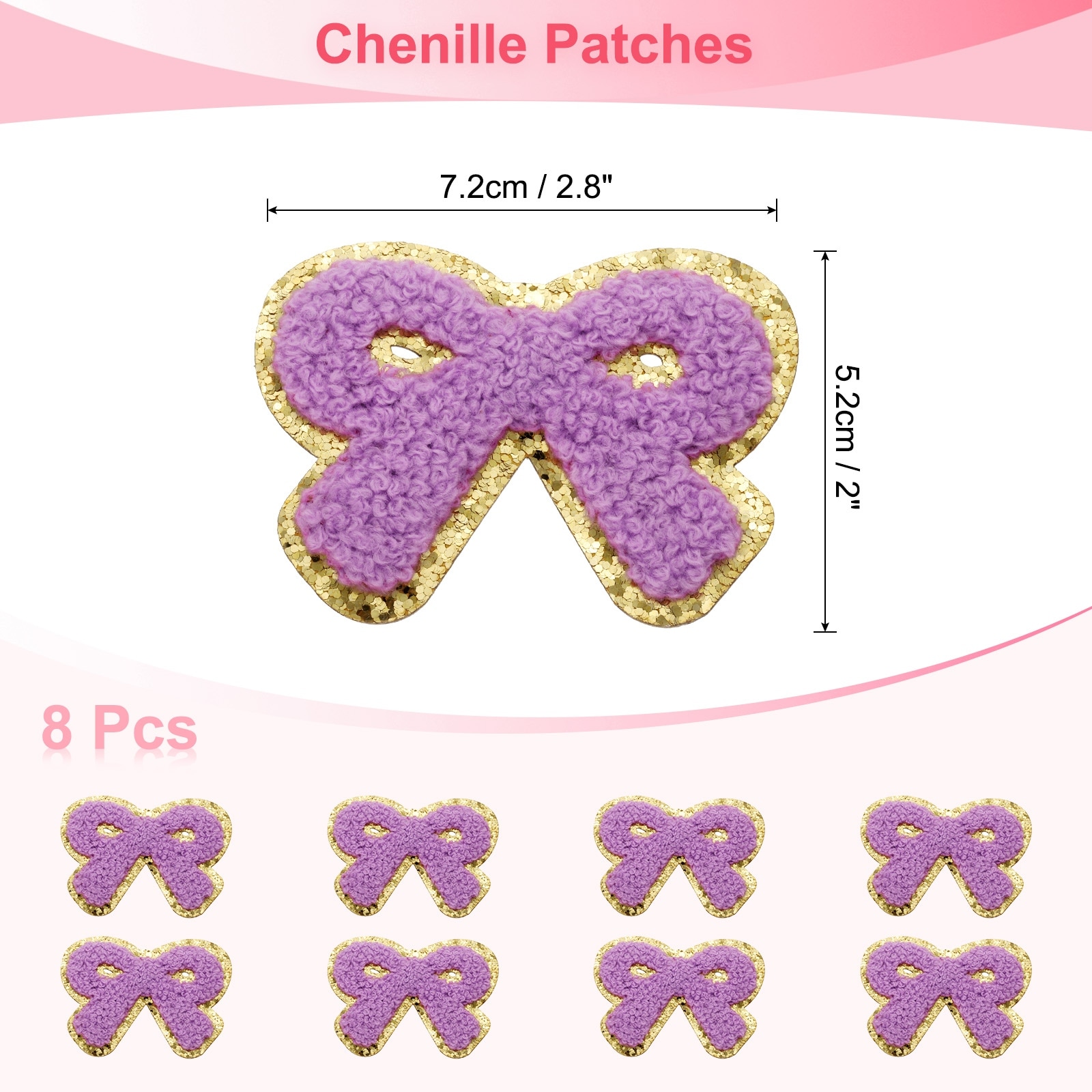 Bow Chenille Patches for Clothing DIY Crafts Hats Backpack