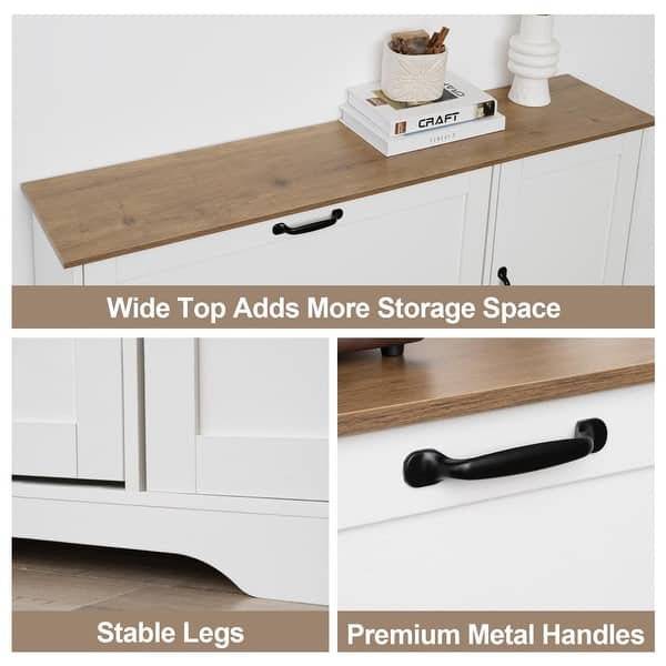 28 Pair Large Shoe Storage Cabinet with Adjustable Shelves - 48.8'' H X 46.9'' W X 10.2'' D - White