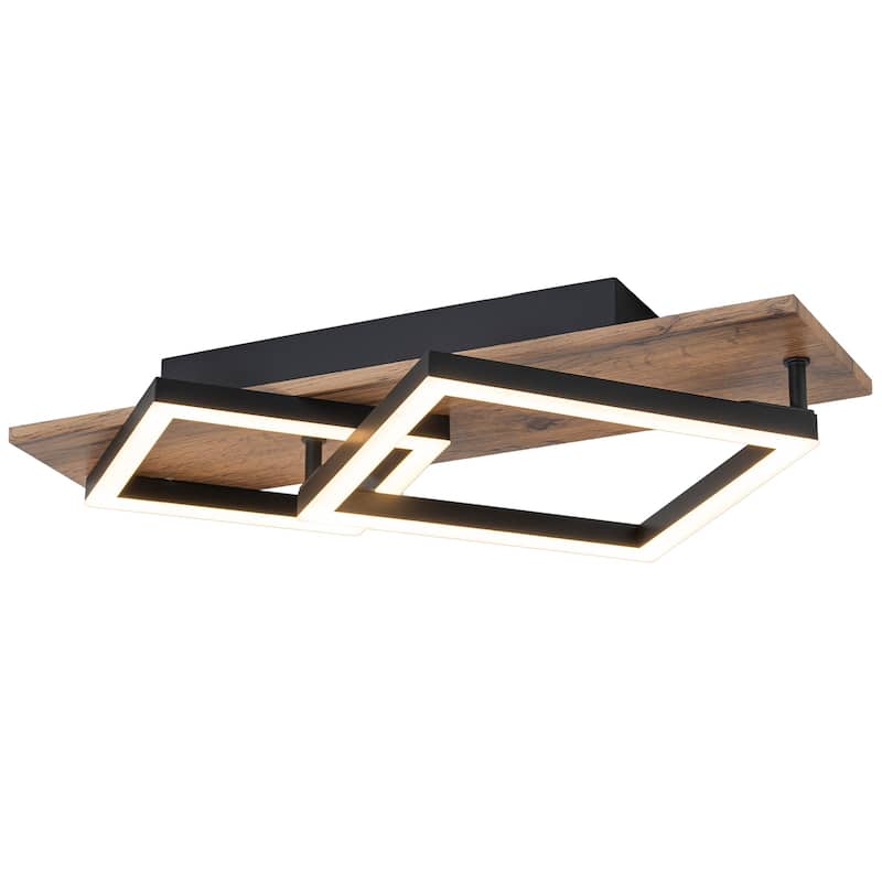 Farmhouse Integrated LED Rectangle Wood Flush Mount Hallway Entryway Light