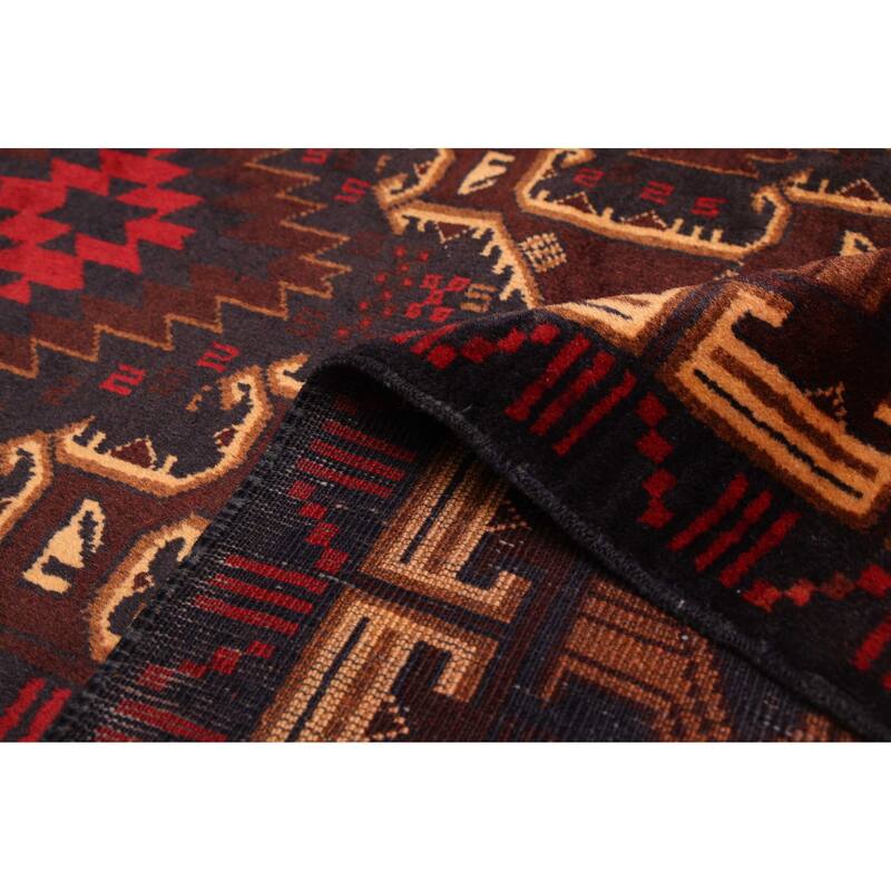 ECARPETGALLERY Hand-knotted Teimani Dark Navy, Dark Red Wool Rug - 3'11 x 7'8