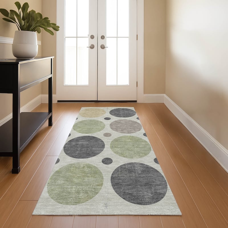 Premium Washable Super Soft Casual Circles Mayfield Rug - Beige - 2'3" x 7'6"