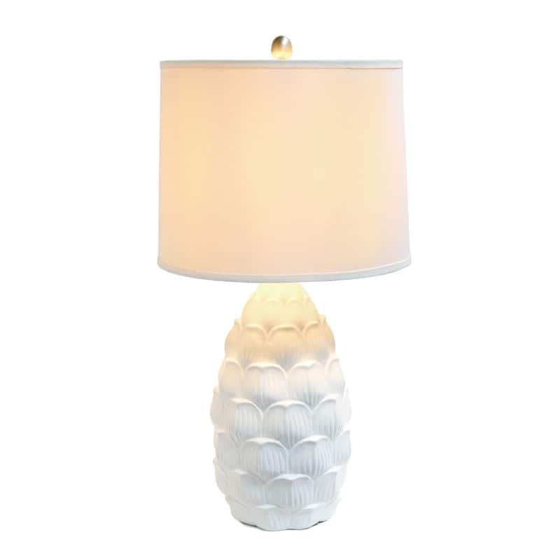 Tall Coastal Seashell Table Lamp with Tapered Shade - 28" - White
