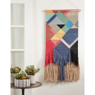 Multi-Colored Design Textured Woven Wall Hanging