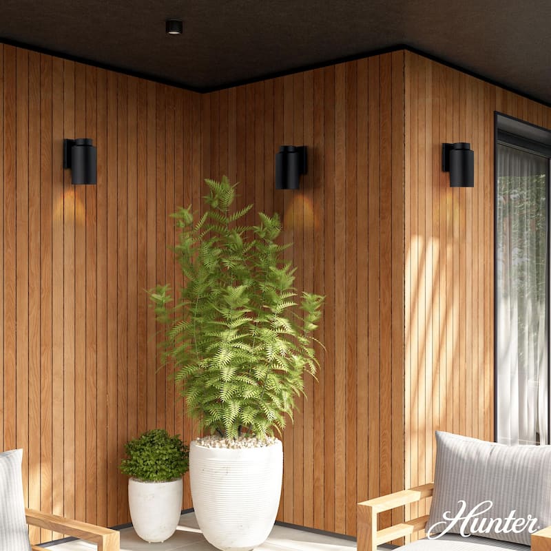 Hunter Kennicott Black Outdoor WeatherMax 11-Inch Wall Light - Pront Porch, Patio, Garage - Extreme Weather Resistant!