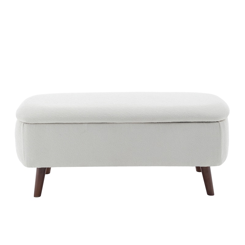 Porthos Home Celia Boucle Fabric Storage Bench with Rubberwood Legs