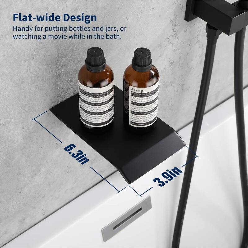 Wall Mounted Tub Faucet with Handheld Shower Waterfall Tub Filler Single Hnadle Bathtub Faucet Matte Black