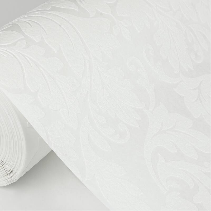 Brewster Jan White Damask Paintable Wallpaper - 396in x 20.9in x 0.025in