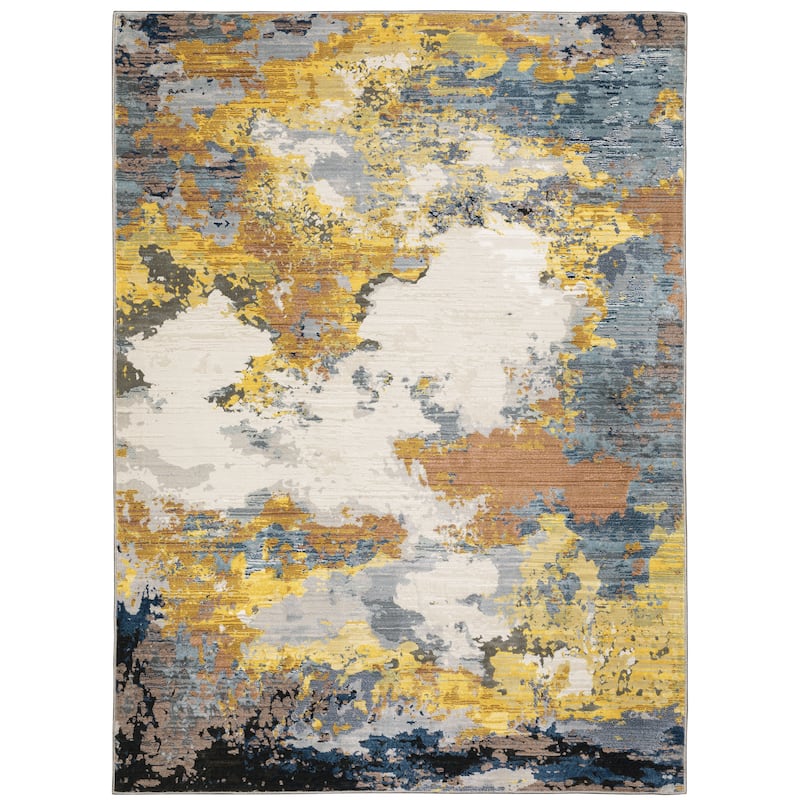Style Haven Caldon Contemporary Abstract Yellow/Gold Area Rug - 9' 10" x 12' 10" - Runner/Rectangle