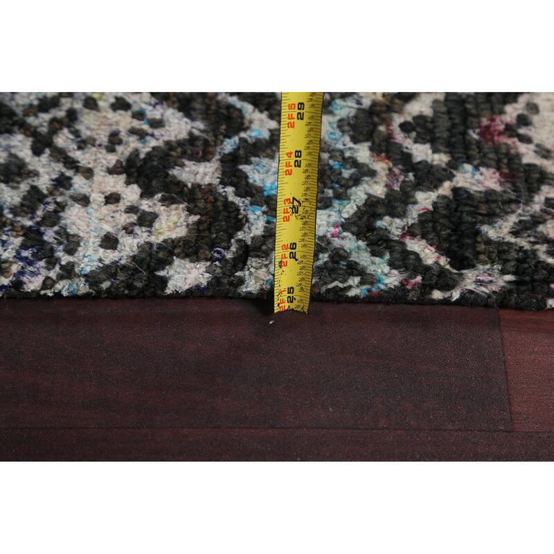 Chevron Abstract Jute/ Wool Oriental Living Room Area Rug Hand-knotted - 8'7" x 11'4"