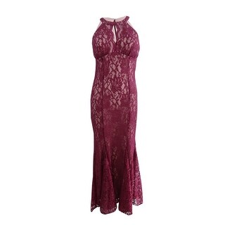 nightway lace halter gown merlot