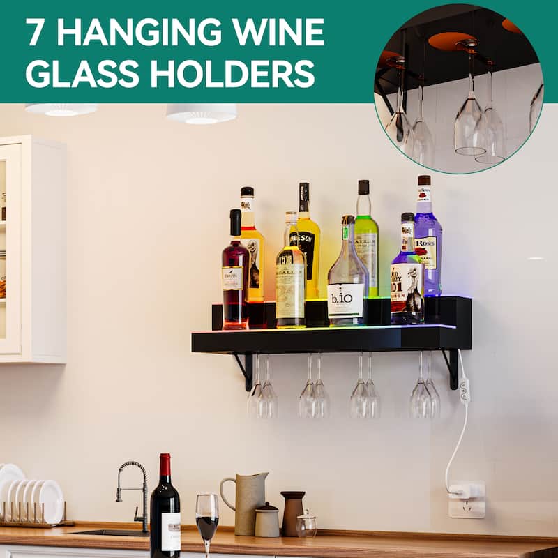 Lighted Liquor Bottle Display Shelf Wine Bottle Rack Acrylic Wall Bar Shelf