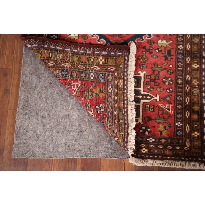 Geometric Gharajeh Persian Runner Rug Handmade Tribal Red Wool Carpet - 2'5"x 9'5"