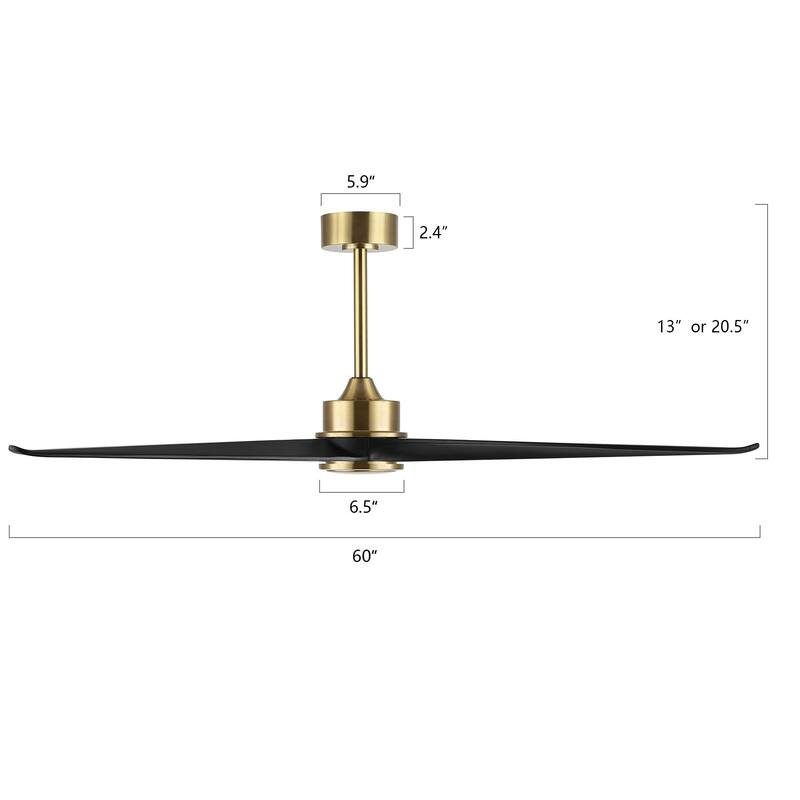 GetLedel 60" Solid Wood 3-Blade DC Motor Ceiling Fan with Remote Control