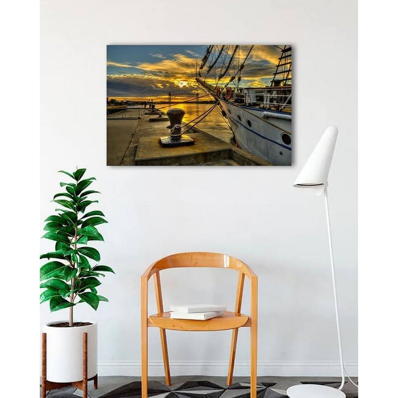 Tall Ship Docked and Ready to Sail at Sunset by Wayne Collamore Art Poster - Print On Demand - 24 x 36 Inch