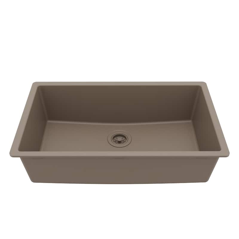 Karran Undermount 32.5 in. Large Single Bowl Quartz Kitchen Sink - Concrete