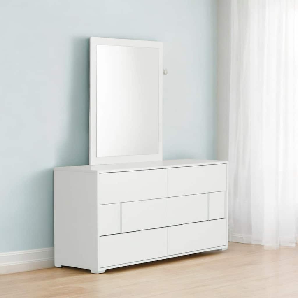 HomeRoots 41" White Mounted Dresser Mirror - 39' X '41' X '1