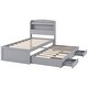 preview thumbnail 12 of 15, Twin Platform Bed with LED Storage Headboard, Charging Station, Trundle and Drawers