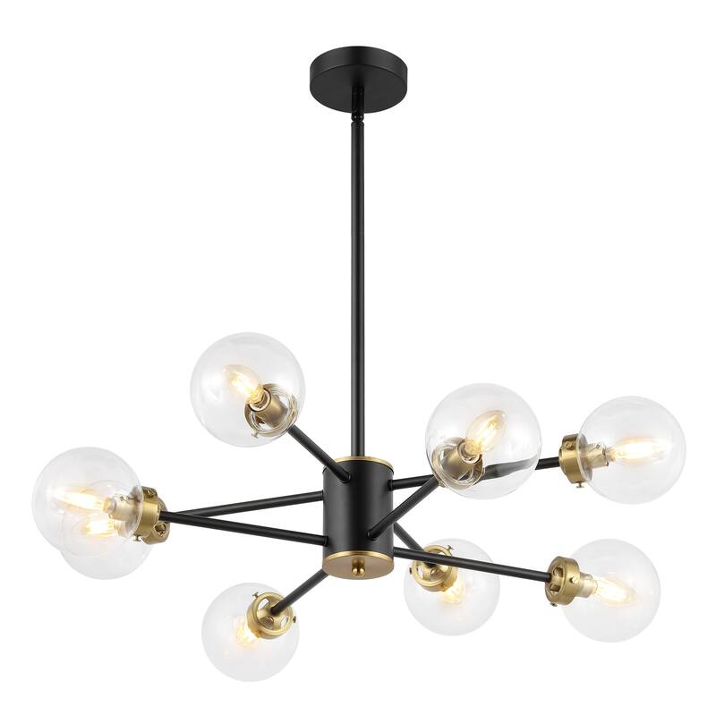 WINGBO 8-Light Modern Chandelier, Sputnik Pedant Light Fixture with Large Clear Glass Globe Shade - N/A