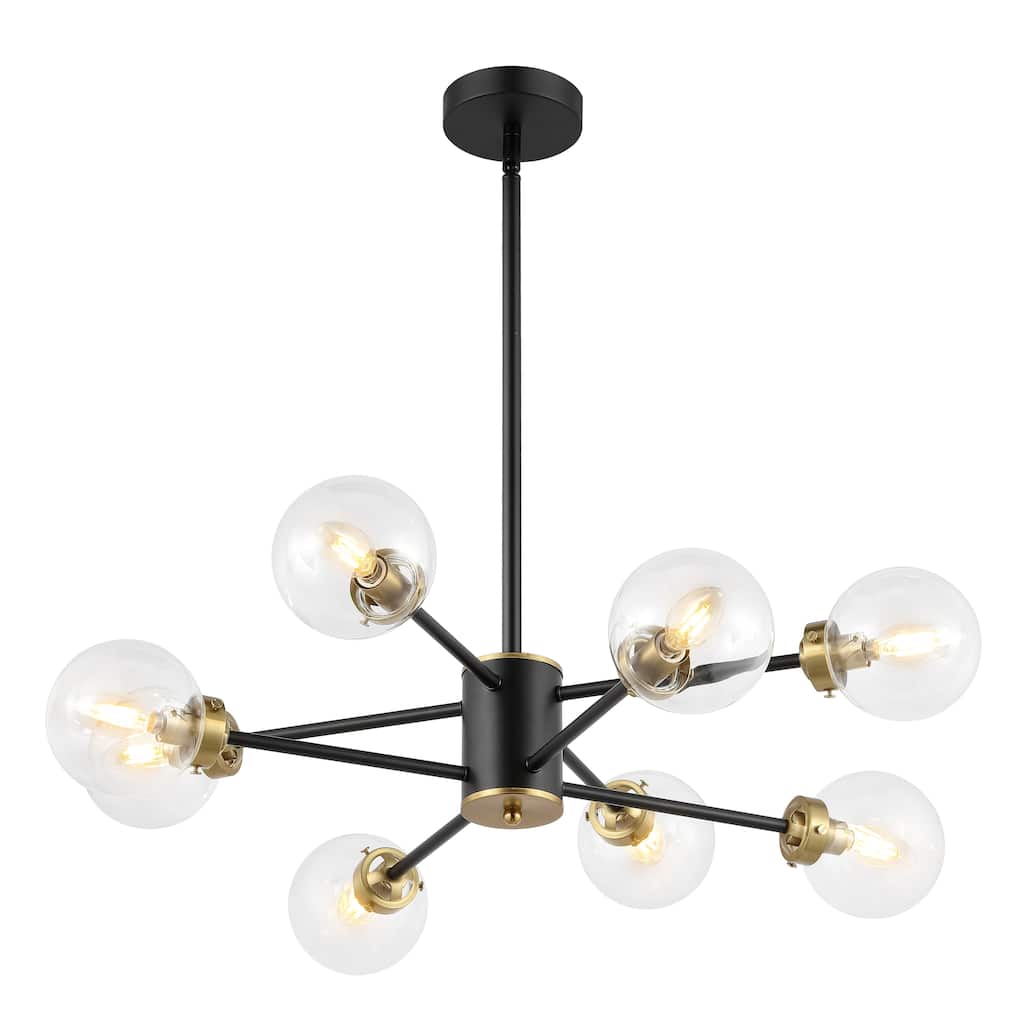 WINGBO 8-Light Modern Chandelier, Sputnik Pedant Light Fixture with Large Clear Glass Globe Shade - N/A
