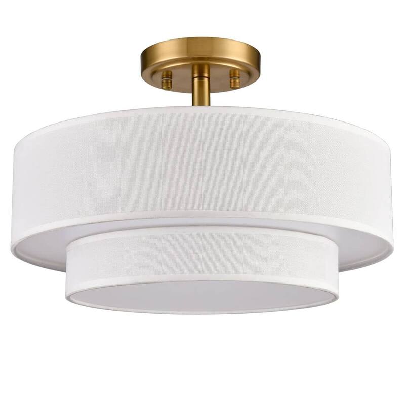 Assisi Modern 3-Light Ceiling Light with 2 Tier Fabric Drum Shade