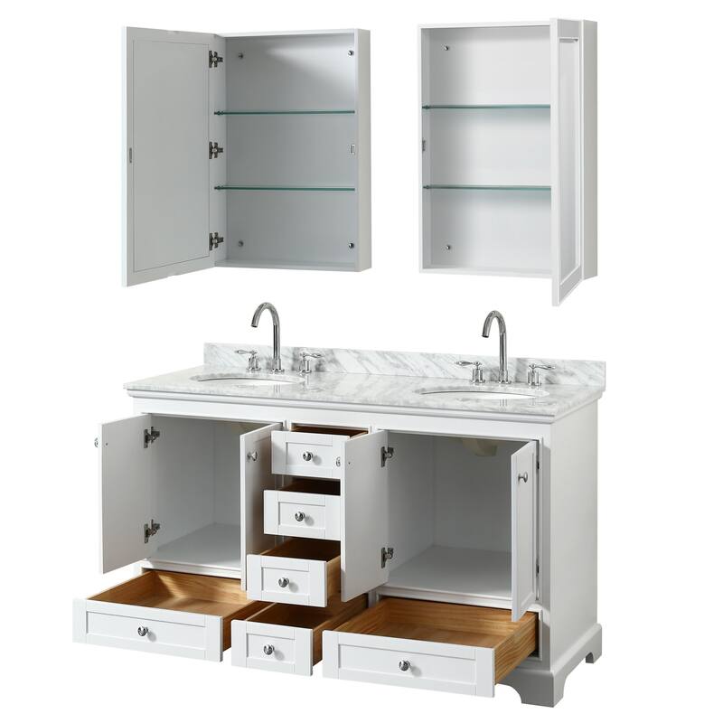 Wyndham Collection Deborah 60" Free Standing Double Vanity Set with