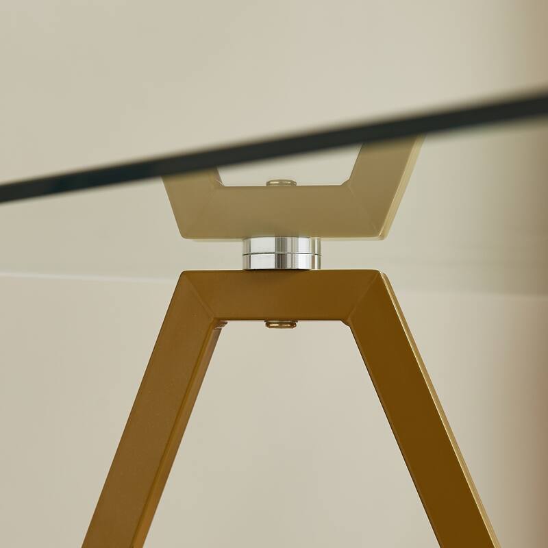 47.3-Inch Rectangular Glass Dining Table, Suitable For 1-6 People, Modern Style Home Kitchen Dining Table - Gold