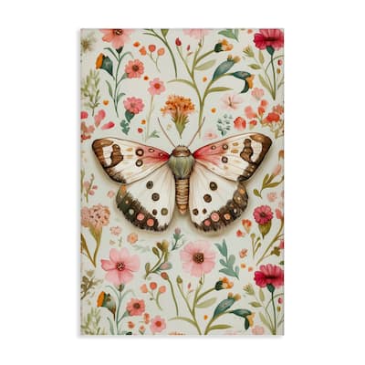 Stupell Botanical Butterfly on Florals Canvas Wall Art Design By The Dutch Lady