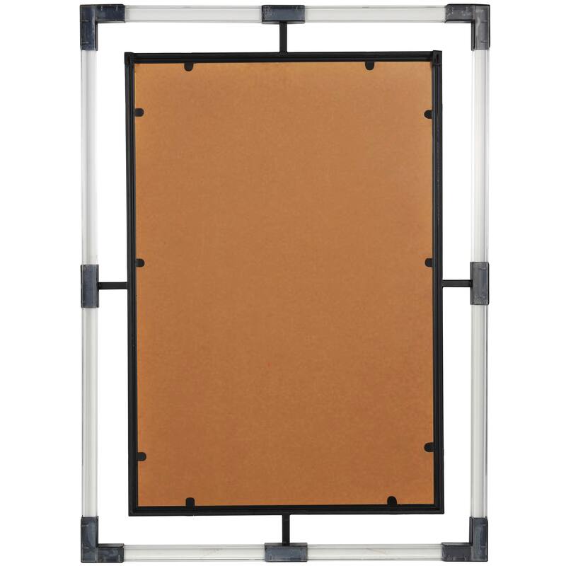 Black Metal Double Framed Room Wall Mirror with Acrylic Frame - 28"W, 38"H