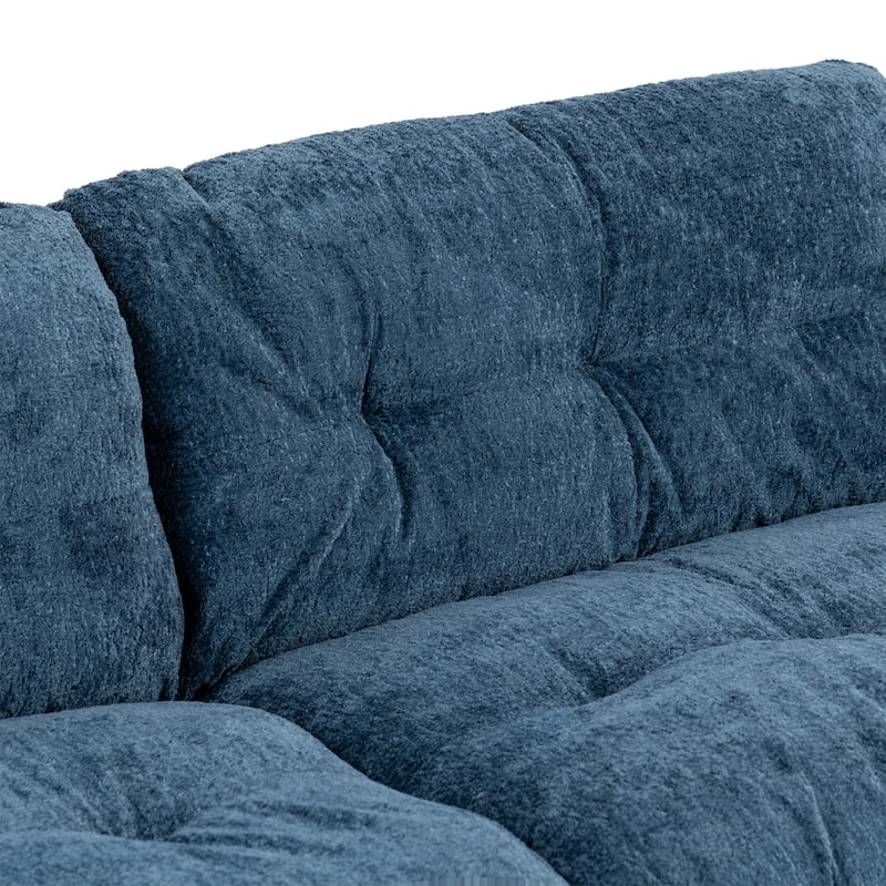 Two-seat Modular Blue Chenille Sofa for Living Room