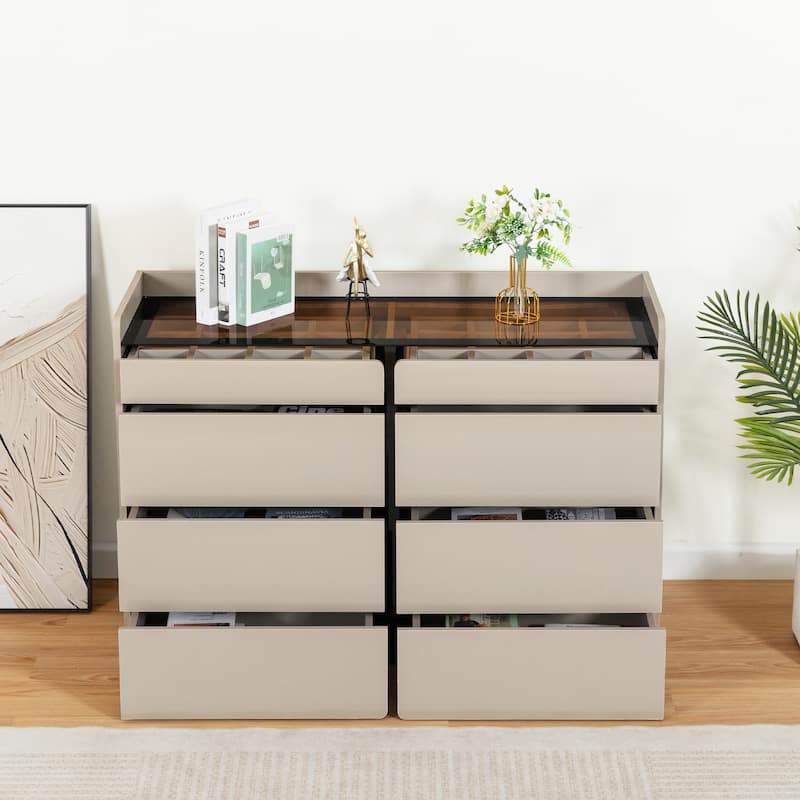 Modern Dresser Cabinet with Jewelry Storage and 6 Drawers - Grey