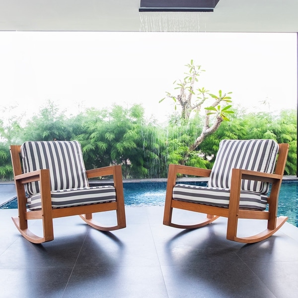 Cambridge Casual Leon Teak Outdoor Patio Rocking Chair Set of 2