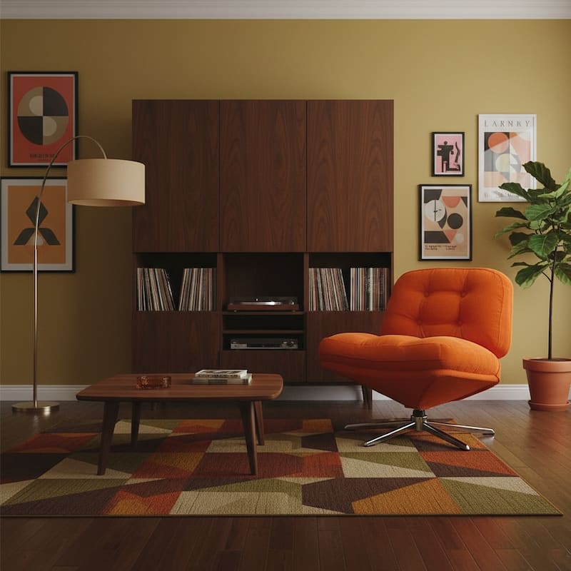 Retro Corduroy Swivel Lounge Chair