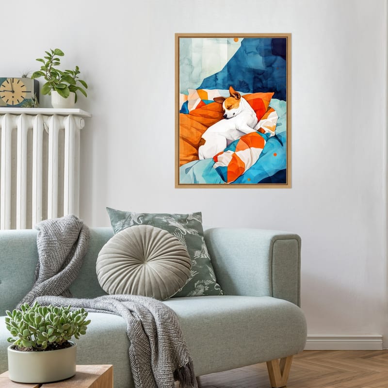 Dogs Life Nap by Justyna Jaszke Framed Canvas Wall Art