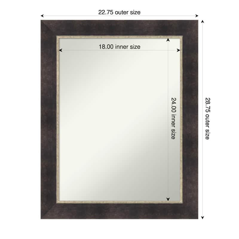 Odin Antique Bronze Non-Beveled Wood Framed Bathroom Vanity Wall Mirror - Odin Antique Bronze - 23 x 29 in