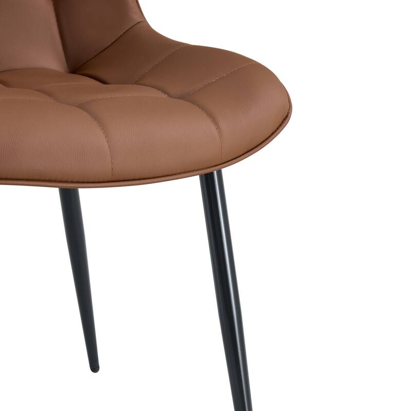 Modern Fabric Dining Chair w/ Grid Pattern and Metal Frame (Set of 2)